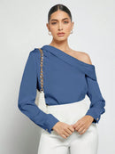 Blusa Elegante de Um Ombro Só - Eslovenia - Essenza