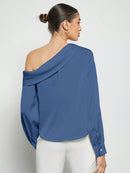 Blusa Elegante de Um Ombro Só - Eslovenia - Essenza