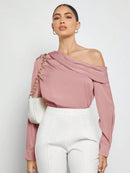 Blusa Elegante de Um Ombro Só - Eslovenia - Essenza