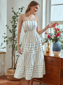 Vestido Midi Listrado Feminino Beira Mar - Essenza