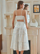 Vestido Midi Listrado Feminino Beira Mar - Essenza