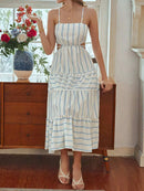 Vestido Midi Listrado Feminino Beira Mar - Essenza