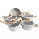 Jogo de Panelas 5 Peças Revestido em Cerâmica Granito Antiaderente – Ideal para Todos os Fogões