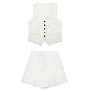 Conjunto Feminino em Alfaiataria - Colete e Shorts no Linho  - Essenza