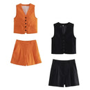 Conjunto Feminino em Alfaiataria Chic - Colete e Shorts no Linho