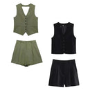 Conjunto Feminino em Alfaiataria Chic - Colete e Shorts no Linho