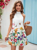 Vestido Feminino Floral com Gola Alta - Essenza