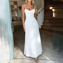 Vestido Longo de Alças Finas e Decote Ajustável – Essenza