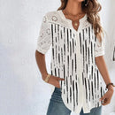 Blusa Social Feminina com Bordado Vazado e Estampa Floral - Essenza