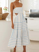 Vestido Midi Listrado Feminino Beira Mar - Essenza