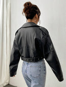 Jaqueta Feminina em Couro Cropped com  - Essenza