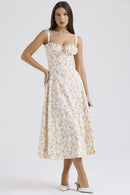 Vestido Midi Isabella Feminino Alças e Fenda Frontal - Essenza