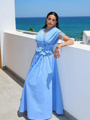 Vestido Maxi Feminino com Flores 3D - Essenza