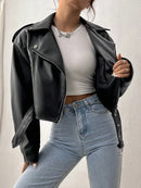 Jaqueta Feminina em Couro Cropped com  - Essenza