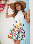 Vestido Feminino Floral com Gola Alta - Essenza