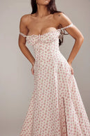 Vestido Midi Isabella Feminino Alças e Fenda Frontal - Essenza