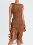 Vestido Midi Elegante sem Mangas - Samantha - Essenza