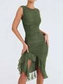 Vestido Midi Elegante sem Mangas - Samantha - Essenza