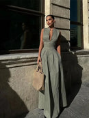 Vestido Longo Elegante Feminino Sem Mangas - Essenza