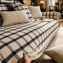 Capa de Sofá Antiderrapante em Algodão Linho com Franjas Offertaza