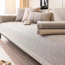 Capa de Sofá Antiderrapante em Algodão e Linho Bege Acinzentado Offertaza