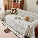 Capa para Sofá Chenille Cinza Escuro com Listras Decorativas em Peça Única Offertaza