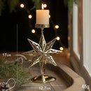 Castiçal de Ferro Dourado com Estrela e Rena Decoração Natal Offertaza