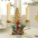 Castiçal de Ferro Dourado com Papai Noel e Rena Decoração Natal Offertaza