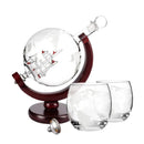 Conjunto Decanter Globo de Vidro com Suporte de Madeira e 2 Copos Offertaza