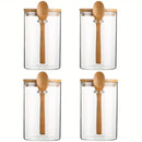 Pote de Vidro Hermético – Kit 4 Peças com Tampa e Colheres