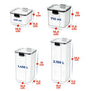 Potes Herméticos para Mantimentos - Kit de 9 Peças Empilháveis