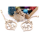 Pingentes de Natal Rústicos em Madeira 12 Unidades para Árvore Offertaza