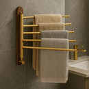 Toalheiro de Parede Escovado Dourado com Madeira Nogueira Offertaza