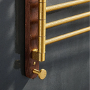 Toalheiro de Parede Escovado Dourado com Madeira Nogueira Offertaza