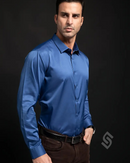 Camisa Social Manga Longa de Seda em Gelo - Offertaza