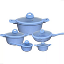 Jogo de Panelas 5 Peças Revestido em Cerâmica Granito Antiaderente – Ideal para Todos os Fogões