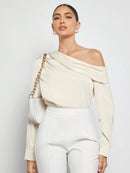 Blusa Elegante de Um Ombro Só - Eslovenia - Essenza