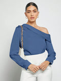 Blusa Elegante de Um Ombro Só - Eslovenia - Essenza