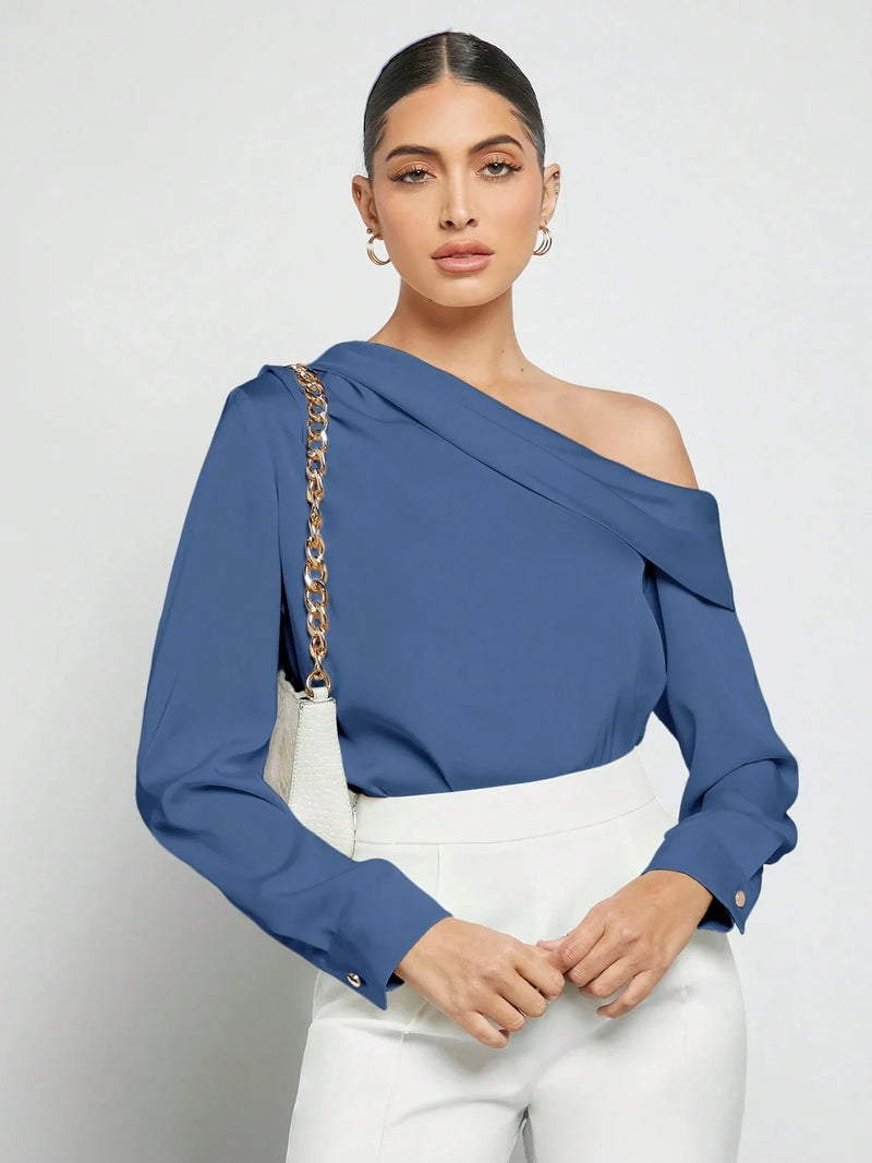 Blusa Elegante de Um Ombro Só - Eslovenia - Essenza