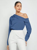Blusa Elegante de Um Ombro Só - Eslovenia - Essenza