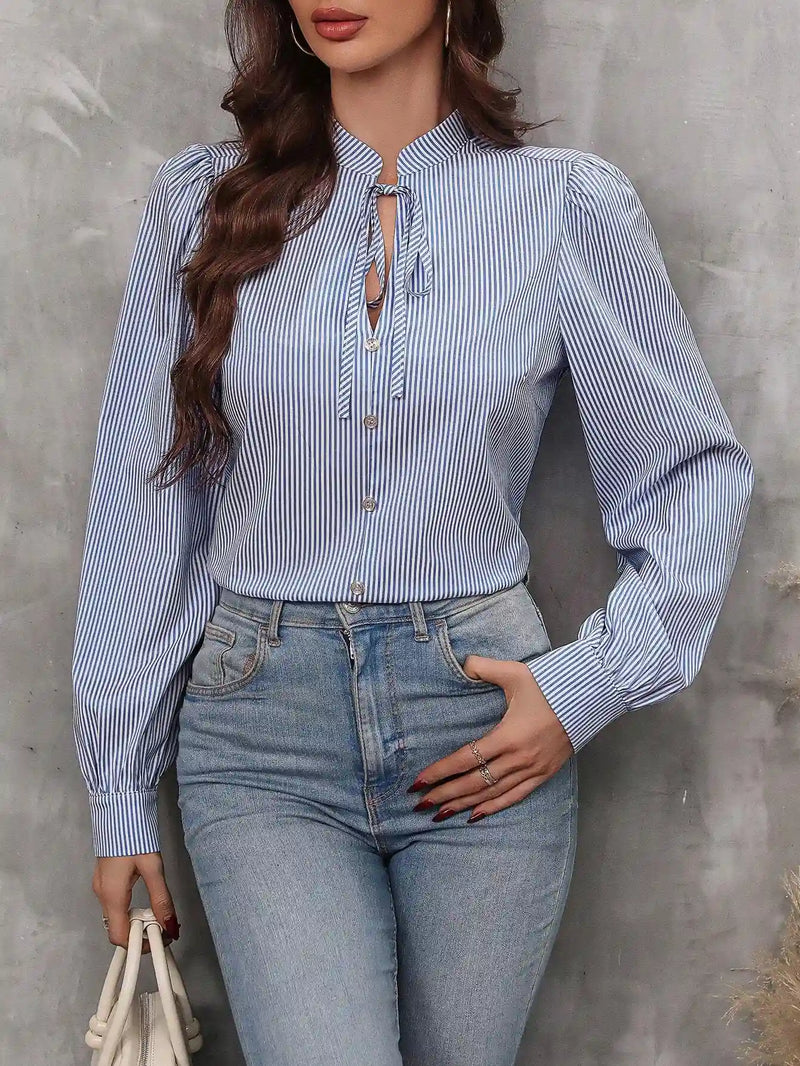 Blusa Listrada Feminina Manga Comprida - Essenza