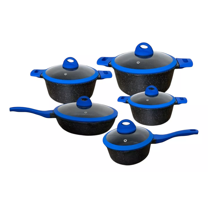 Jogo de Panelas 5 Peças Revestido em Cerâmica Granito Antiaderente – Ideal para Todos os Fogões