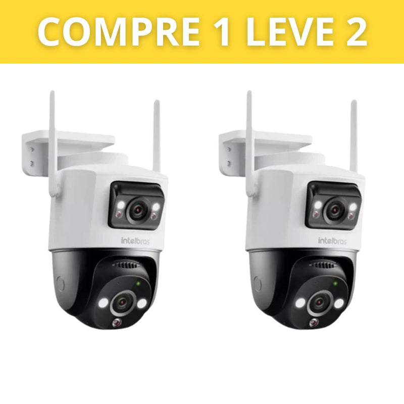 COMPRE 1 E LEVE 2 - Câmera De Vigilância Inteligente 4 Lentes Rotativa Wi-fi