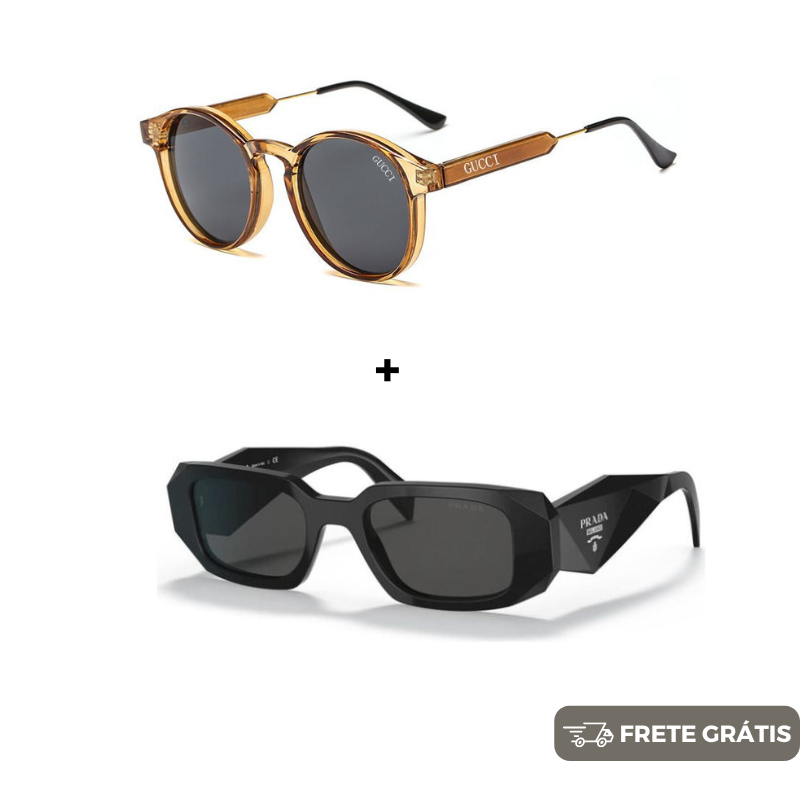 JANEIRO BLACK - 2 Óculos Unissex - Gucci | Prada - COMPRE 1 LEVE 2