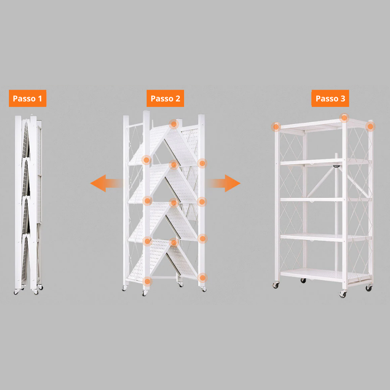 Estante Dobrável 5 Andares Kizzar – Praticidade e Estilo + Compre 1 Leve 2 + Frete Grátis