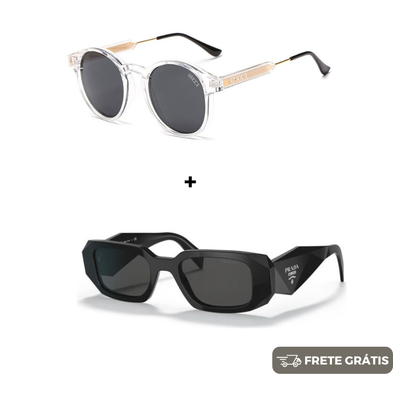 JANEIRO BLACK - 2 Óculos Unissex - Gucci | Prada - COMPRE 1 LEVE 2