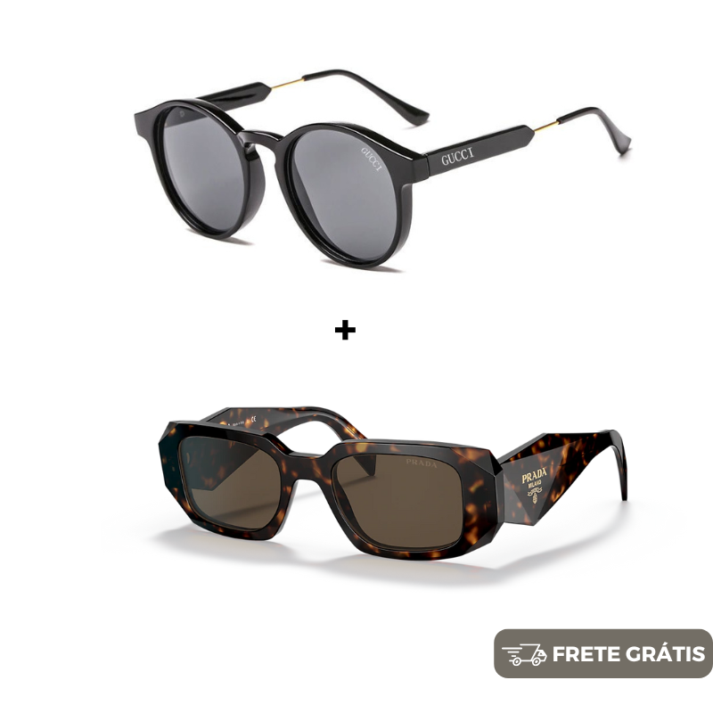 JANEIRO BLACK - 2 Óculos Unissex - Gucci | Prada - COMPRE 1 LEVE 2