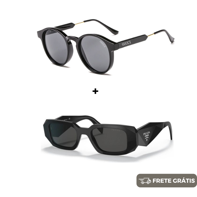 JANEIRO BLACK - 2 Óculos Unissex - Gucci | Prada - COMPRE 1 LEVE 2