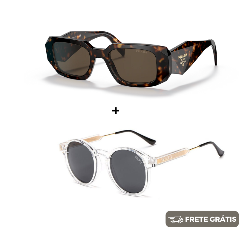 JANEIRO BLACK - 2 Óculos Unissex - Gucci | Prada - COMPRE 1 LEVE 2