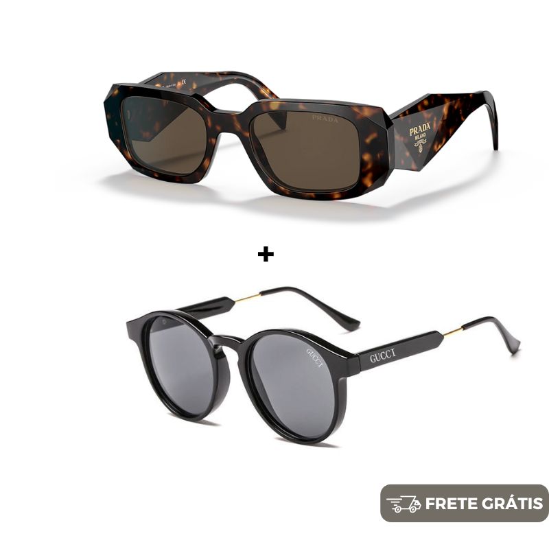 JANEIRO BLACK - 2 Óculos Unissex - Gucci | Prada - COMPRE 1 LEVE 2